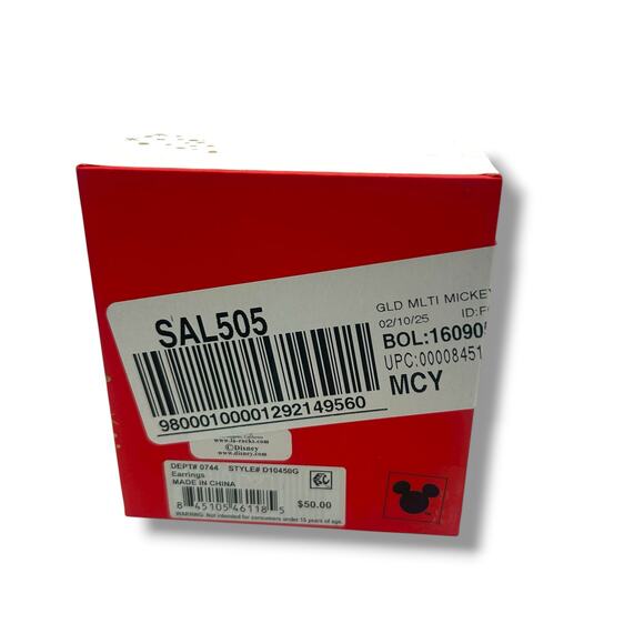 NEW Disney Multi Color Crystal Mickey Mouse Earrings 14K Gold Plated Pink Blue - Picture 12 of 14